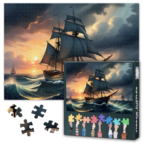 1000 Teile Puzzle für Erwachsene Großes Holzschiff Vintage Nautische Illustration Atmosphärische Seelandschaft Herausfordernde Puzzle Kunst Wand Deko Geschenk 27,5x19,7 Zoll 1000 Teile Puzzle für Erwachsene Großes Holzschiff Vintage Nautische Illustration Atmosphärische Seelandschaft Herausfordernde Puzzle Kunst Wand Deko Geschenk 27,5x19,7 Zoll von TISHIRON