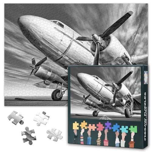 1000 Teile Puzzle für Erwachsene Kampfflugzeug Inspirierende Kunst Klassische Retro Militär Aviation Art Herausforderndes Puzzle Geschenk für Piloten und Veteranen 27,5 x 19,7 Zoll von TISHIRON