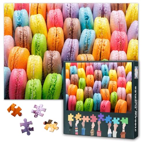 1000 Teile Puzzle für Erwachsene - Köstliche Macarons & Bunte Desserts, Künstlerisches Erwachsenenpuzzle, Anspruchsvolles Premium-Design - 27,5x19,7 Zoll von TISHIRON