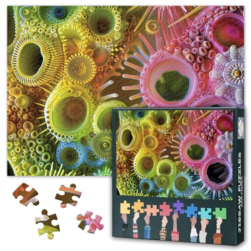 1000 Teile Puzzle für Erwachsene - Lebendige Mikroorganismen & Embryonalstadien, Biologische Wissenschaftskunst, Premium Puzzle 27,5 x 19,7 Zoll (70x50 cm) von TISHIRON