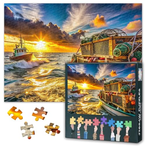 1000 Teile Puzzle für Erwachsene Maritimes Sonnenuntergangs Motiv Mit Fischerbooten Herausforderndes Puzzlespiel als Wanddekoration für Zuhause Geschenkidee für Familienabende 50,5 x 70,5 cm 1000 Teile Puzzle für Erwachsene Maritimes Sonnenuntergangs Motiv Mit Fischerbooten Herausforderndes Puzzlespiel als Wanddekoration für Zuhause Geschenkidee für Familienabende 50,5 x 70,5 cm von TISHIRON