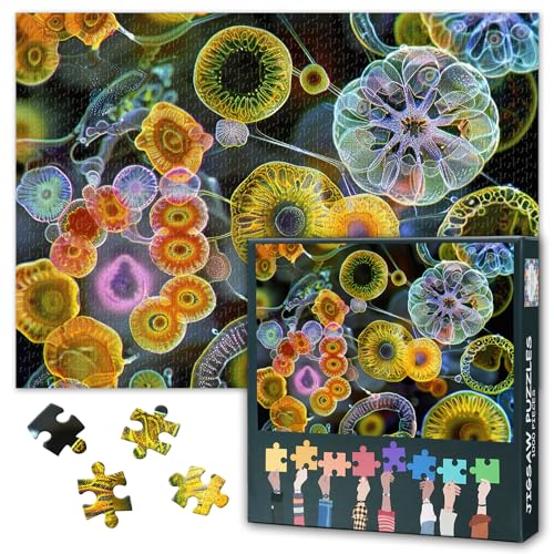 1000 Teile Puzzle für Erwachsene - Mikroorganismen & Embryonalwachstum, Abstraktes Wissenschaftsdesign, Premium Puzzles - 27,5 x 19,7 Zoll (70x50 cm) von TISHIRON