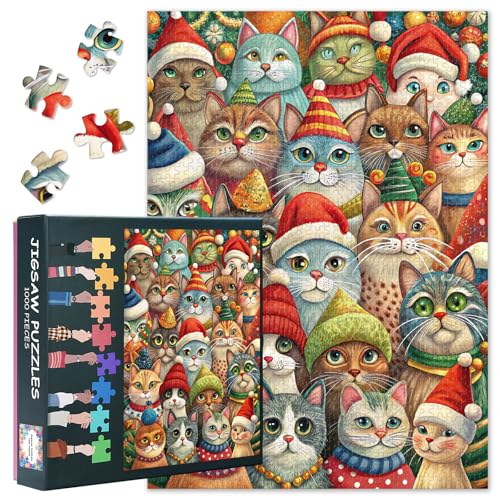 1000 Teile Puzzle für Erwachsene - Niedliche Matrjoschka-Katzen im Set, 50x70 cm Farbenfrohes Kunstwerk, Anspruchsvolles Katzenthema Puzzle von TISHIRON