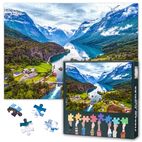 1000-Teile Puzzle für Erwachsene - Norwegische Fjorde: Geirangerfjord & Lofoten, 50x70 cm Premium Landschaftspuzzle mit Detailreichtum für Wanddekoration & Entspannung von TISHIRON
