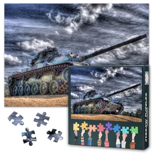 1000 Teile Puzzle für Erwachsene Outdoor Naturlandschaft mit Militär Panzern Malerisches Schlachtfeld Wandkunst Deko 27,5 x 19,7 Zoll 1000 Teile Puzzle für Erwachsene Outdoor Naturlandschaft mit Militär Panzern Malerisches Schlachtfeld Wandkunst Deko 27,5 x 19,7 Zoll von TISHIRON