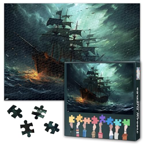 1000 Teile Puzzle für Erwachsene Piratenschiff auf See Nautisches Abenteuer Herausforderndes Puzzlespiel Ozean Motiv Wandkunst Wohnung Deko Geschenk 27,5x19,7 Zoll 1000 Teile Puzzle für Erwachsene Piratenschiff auf See Nautisches Abenteuer Herausforderndes Puzzlespiel Ozean Motiv Wandkunst Wohnung Deko Geschenk 27,5x19,7 Zoll von TISHIRON