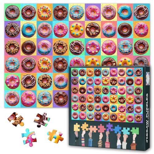 ‌1000 Teile Puzzle für Erwachsene Premium Donut Motiv Gesellschaftsspiel Geduldspiel Kunstpuzzle Lernspielzeug Kreativgeschenk Familienaktivität Dekoratives Kunstwerk (27.5x19.7in) von TISHIRON