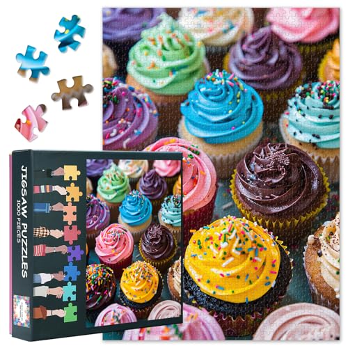 1000 Teile Puzzle für Erwachsene - Regenbogen-Cupcake-Party, Verspielte Dessert-Kunst, Sammler-Puzzle für Food-Liebhaber - 27,5x19,7 Zoll 1000 Teile Puzzle für Erwachsene - Regenbogen-Cupcake-Party, Verspielte Dessert-Kunst, Sammler-Puzzle für Food-Liebhaber - 27,5x19,7 Zoll von TISHIRON