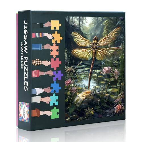 1000 Teile Puzzle für Erwachsene - Ruhige Teichszene mit Libelle & Seerosen, Naturkunst, 1000 Teile Puzzle für Erwachsene, Premium 69,8 x 50 cm Puzzlebrett 1000 Teile Puzzle für Erwachsene - Ruhige Teichszene mit Libelle & Seerosen, Naturkunst, 1000 Teile Puzzle für Erwachsene, Premium 69,8 x 50 cm Puzzlebrett von TISHIRON