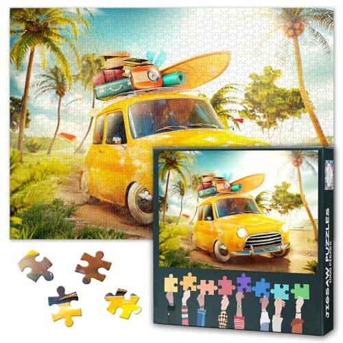 1000 Teile Puzzle für Erwachsene | Sommer Urlaub Auto Reise & Surf Motiv | Entspannendes & Einfaches Puzzle für Anfänger | Moderne Wanddekoration fürs Schlafzimmer | 50.5 x 70.5 cm 1000 Teile Puzzle für Erwachsene | Sommer Urlaub Auto Reise & Surf Motiv | Entspannendes & Einfaches Puzzle für Anfänger | Moderne Wanddekoration fürs Schlafzimmer | 50.5 x 70.5 cm von TISHIRON
