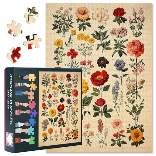 1000 Teile Puzzle für Erwachsene - Üppiger Blumengarten & botanische Kunst, Robuste Puzzles, Premium Blumen Puzzle, 70x50 cm von TISHIRON