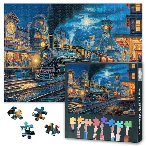 1000 Teile Puzzle für Erwachsene - Vintage Dampflokomotive mit industriellen Details & klassischen Eisenbahn-Puzzles 1000 Teile, Erwachsenenpuzzles 1000 Teile - 69,8 x 50 cm 1000 Teile Puzzle für Erwachsene - Vintage Dampflokomotive mit industriellen Details & klassischen Eisenbahn-Puzzles 1000 Teile, Erwachsenenpuzzles 1000 Teile - 69,8 x 50 cm von TISHIRON