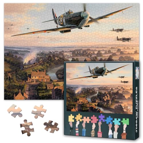 1000 Teile Puzzle für Erwachsene Vintage Kampfflugzeug WWII Kriegsflugzeug Gemälde Militär Luftfahrt Kunst Wanddekor 27,5 x 19,7 Zoll 1000 Teile Puzzle für Erwachsene Vintage Kampfflugzeug WWII Kriegsflugzeug Gemälde Militär Luftfahrt Kunst Wanddekor 27,5 x 19,7 Zoll von TISHIRON