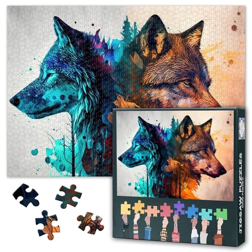 1000 Teile Puzzle für Erwachsene – Wolf Wildlife Szene Hard Impossible Puzzle 27,5 x 19,7 Zoll, Lernspiele für Familie, Geburtstagsparty Geschenkidee von TISHIRON