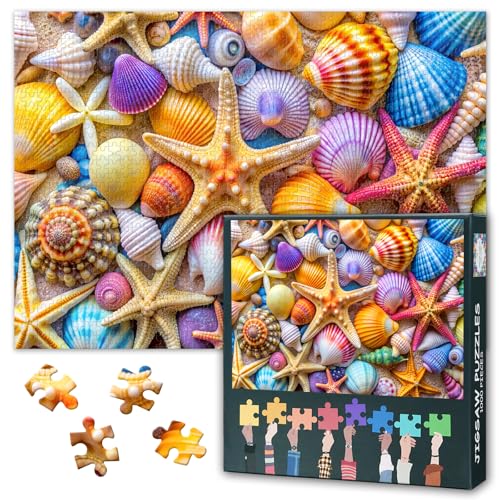 1000 Teile Puzzle für Erwachsene und Familie: Farbenfrohes Strand Motiv mit Muscheln & Seesternen | Staubfrei Glatte Kanten | Herausforderndes Premium Lernspielzeug als Wanddeko Geschenk | 70 x 50 cm 1000 Teile Puzzle für Erwachsene und Familie: Farbenfrohes Strand Motiv mit Muscheln & Seesternen | Staubfrei Glatte Kanten | Herausforderndes Premium Lernspielzeug als Wanddeko Geschenk | 70 x 50 cm von TISHIRON