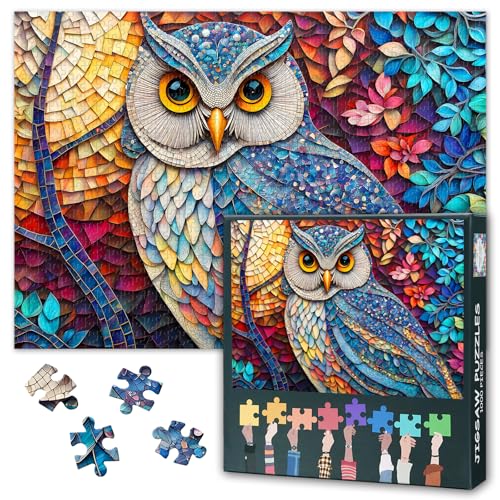 1000 Teile Puzzle für Erwachsene: Großes Eulen Motiv Kunst Puzzle - Premium Lernspielzeug & Gehirntraining für Familie Geburtstag - Dekoratives Sammler Puzzle | 70 x 50 cm 1000 Teile Puzzle für Erwachsene: Großes Eulen Motiv Kunst Puzzle - Premium Lernspielzeug & Gehirntraining für Familie Geburtstag - Dekoratives Sammler Puzzle | 70 x 50 cm von TISHIRON