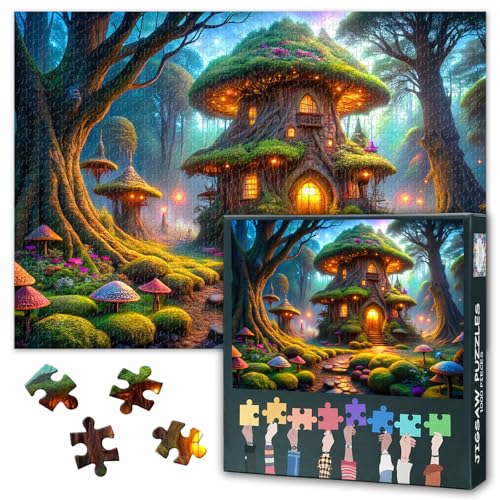 1000 Teile Puzzle für Erwachsene: Mystisches Waldhaus (50x70cm) - Magisches Fantasy-Motiv, Puzzlespiel für Wohndeko & Geburtstagsgeschenke von TISHIRON