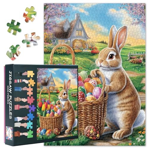 1000 Teile Puzzle für Erwachsene: Ostern Motiv mit Eiern Hase Tulpen | Premium Kunst Puzzle Frühlingslandschaft | Kreatives Geschenk & Wanddeko für Wohnzimmer Schlafzimmer | 70 x 50 cm 1000 Teile Puzzle für Erwachsene: Ostern Motiv mit Eiern Hase Tulpen | Premium Kunst Puzzle Frühlingslandschaft | Kreatives Geschenk & Wanddeko für Wohnzimmer Schlafzimmer | 70 x 50 cm von TISHIRON
