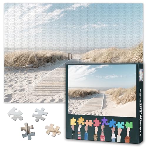 1000 Teile Puzzle für Erwachsene: Sandstrand Landschaft (50x70cm) - Malerische Küstenansicht, Anspruchsvolles & Beruhigendes Puzzle für Entspannung von TISHIRON