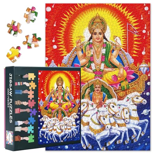 1000 Teile Puzzle: Göttin Saraswati (50x70cm) - Hindu Musik & Kultur Kunst, Heiliges Motiv für Familien & Spiritualität von TISHIRON