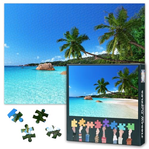1000 Teile Puzzle: Kokospalmen am Sandstrand (50x70cm) - Edukatives Urlaubsmotiv, Herausforderndes Spiel für Erwachsene von TISHIRON