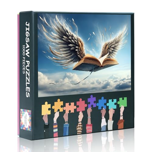 1000 Teile Puzzle: Magisches Buch mit Flügeln (50x70cm) - Fantasievolle Buchkunst, Künstlerisches Herausforderndes Motiv von TISHIRON