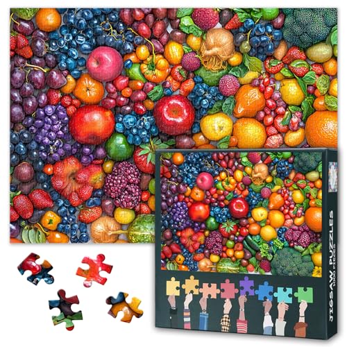 1000 Teile Sommer-Puzzle für Erwachsene - Frisches Sommersgemüse & Früchte, Gesundes Ernährungs-Collage, Lebendiges Farbdesign, 27,5x19,7 Zoll von TISHIRON