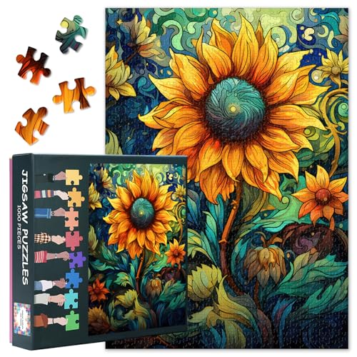 1000 Teile Sonnenblumen Puzzle - Detailreiche Blumenblätter Kunst mit Premium Puzzle Board, Botanische Dekorpuzzle, 70x50 cm 1000 Teile Sonnenblumen Puzzle - Detailreiche Blumenblätter Kunst mit Premium Puzzle Board, Botanische Dekorpuzzle, 70x50 cm von TISHIRON