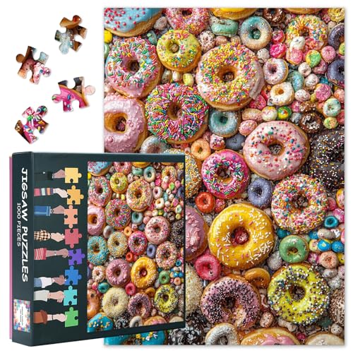 1000 Teile Süßigkeiten Puzzle - Donut & Dessert Collage Kunst mit Premium Puzzle Board, Foodie Sammelpuzzle, 70x50 cm 1000 Teile Süßigkeiten Puzzle - Donut & Dessert Collage Kunst mit Premium Puzzle Board, Foodie Sammelpuzzle, 70x50 cm von TISHIRON