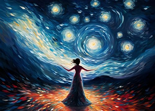 1000 Teiliges Puzzle, Mädchen unter dem Sternenhimmel 1000 Teile Puzzles für Erwachsene 1000 Teile Puzzle für Erwachsene Puzzles Familienaktivitätsspiele fertige Größe 50 x 70 cm von TISHIRON
