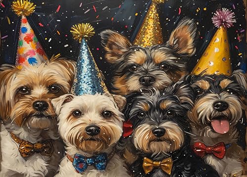 1000 Teiliges Puzzle, Welpen-Feier 1000 Teile Puzzles für Erwachsene, 1000 Teile Puzzle für Erwachsene, Tier Puzzles Familienaktivitätsspiele, fertige Größe 50 x 70 cm von TISHIRON