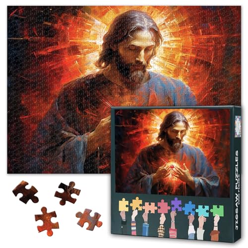 1000-teilige Puzzles für Erwachsene, Jesus-Puzzle, Herz von Jesus-Puzzles 1000 Teile, kreatives Spiel, Geschenke für Feiertage und Partys, Kunstwerke, Lustige Puzzles für Erwachsene, 20x27 inch 1000-teilige Puzzles für Erwachsene, Jesus-Puzzle, Herz von Jesus-Puzzles 1000 Teile, kreatives Spiel, Geschenke für Feiertage und Partys, Kunstwerke, Lustige Puzzles für Erwachsene, 20x27 inch von TISHIRON