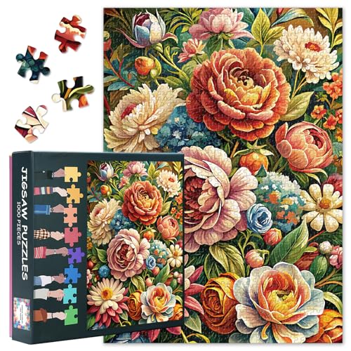 1000-teilige Puzzles für Erwachsene, nahtloses Blumenmuster mit bunten Blumen und Blättern, Jigsaw-Puzzles, unmöglich schwierige Jigsaw-Puzzles für Erwachsene, 50 x 70 cm 1000-teilige Puzzles für Erwachsene, nahtloses Blumenmuster mit bunten Blumen und Blättern, Jigsaw-Puzzles, unmöglich schwierige Jigsaw-Puzzles für Erwachsene, 50 x 70 cm von TISHIRON