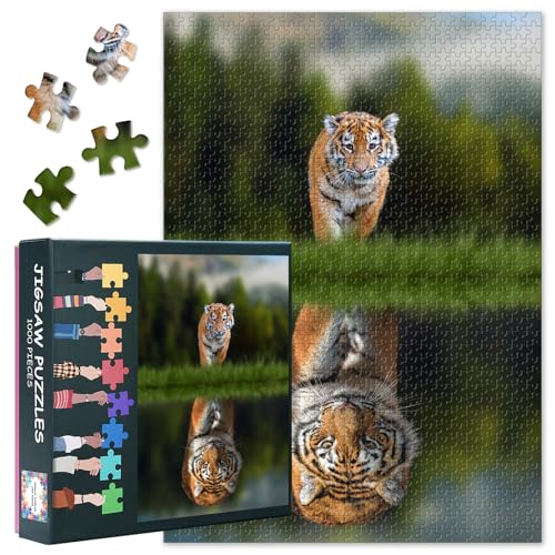 1000-teiliges Puzzle für Erwachsene, Wildtier-Tigerjunges und Reflexionskunst – inspirierende Dschungelszene mit Mutter und Jungen-Bindung, herausforderndes Tier-Wanddekor-Puzzle, 69 x 50 cm 1000-teiliges Puzzle für Erwachsene, Wildtier-Tigerjunges und Reflexionskunst – inspirierende Dschungelszene mit Mutter und Jungen-Bindung, herausforderndes Tier-Wanddekor-Puzzle, 69 x 50 cm von TISHIRON