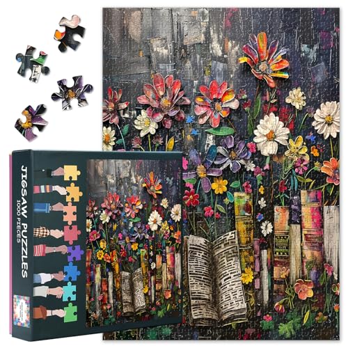 1000-teiliges Puzzle für Erwachsene, abstrakte Freiheit mit alten Büchern und bunten Blumen, herausforderndes Puzzle, Heimdekoration, Lernspiel, Familienspaß, tolle Geschenkidee, langlebige Teile, 70 1000-teiliges Puzzle für Erwachsene, abstrakte Freiheit mit alten Büchern und bunten Blumen, herausforderndes Puzzle, Heimdekoration, Lernspiel, Familienspaß, tolle Geschenkidee, langlebige Teile, 70 von TISHIRON