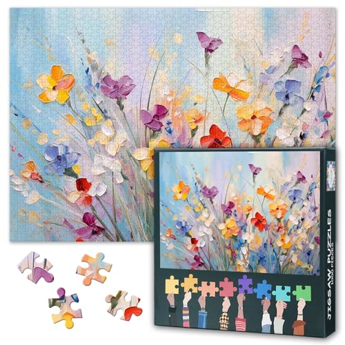 1000-teiliges Puzzle für Erwachsene, abstraktes Blumenmotiv – Puzzles 1000 Teile, anspruchsvolles Puzzle mit blühendem Blumenmotiv (70 x 50 cm), Familienspielabend & Wohnkultur von TISHIRON