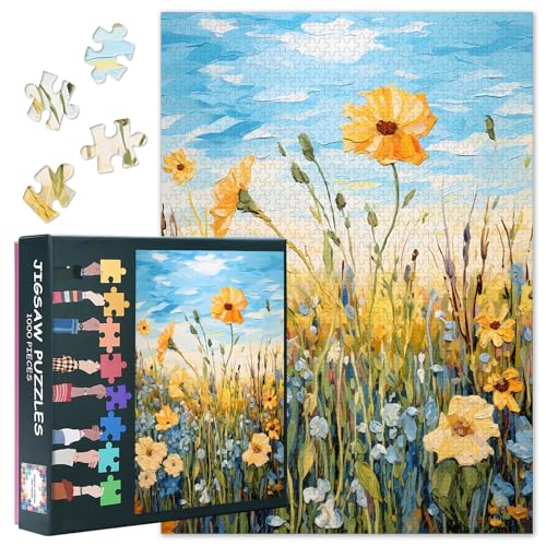 1000-teiliges Puzzle für Erwachsene Gelbe Blumen - Puzzles 1000 Teile, anspruchsvolles Puzzle Blühende Pflanze (70 x 50 cm), Familienspielabend & Wohnkultur von TISHIRON