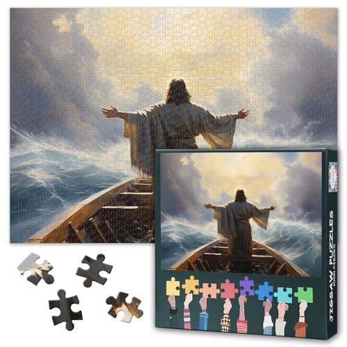 1000-teiliges Puzzle für Erwachsene – Jesus in der Sturm-Puzzles mit Lebendigen Motiven, Glaube an Jesus, christliche Puzzle-Enthusiasten, Familienzusammenhalt und Stressabbau 20X27 INCH 1000-teiliges Puzzle für Erwachsene – Jesus in der Sturm-Puzzles mit Lebendigen Motiven, Glaube an Jesus, christliche Puzzle-Enthusiasten, Familienzusammenhalt und Stressabbau 20X27 INCH von TISHIRON