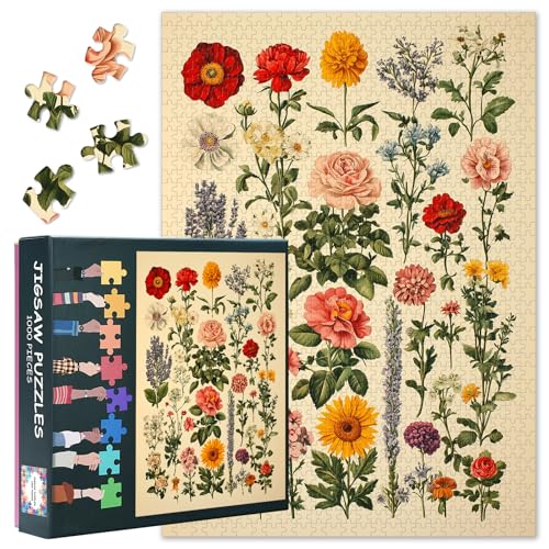 1000-teiliges Puzzle für Erwachsene – lebendige Blumengartenkunst mit blühenden Blumen, Premium-Puzzles für Erwachsene, 1000 Teile für Heimdekoration, 69 x 50 cm 1000-teiliges Puzzle für Erwachsene – lebendige Blumengartenkunst mit blühenden Blumen, Premium-Puzzles für Erwachsene, 1000 Teile für Heimdekoration, 69 x 50 cm von TISHIRON