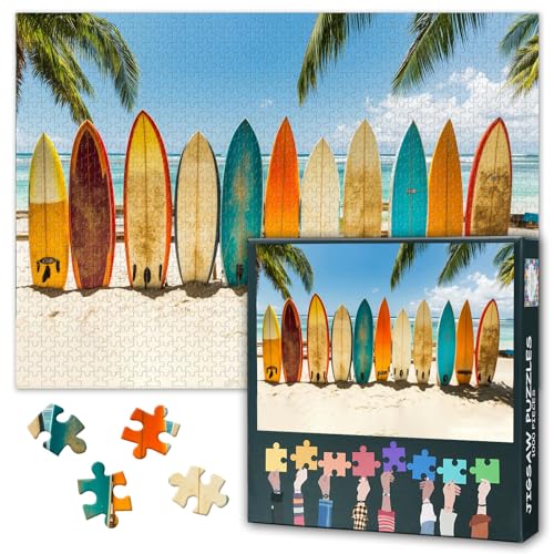 1000-teiliges Puzzle für Erwachsene – tropischer Strand und bunte Surfbretter, lebendiges Ozean-Kunstwerk, Erwachsenen-Puzzle, 1000 Teile, Premium-Sammelpuzzlebrett, 69 x 50 cm 1000-teiliges Puzzle für Erwachsene – tropischer Strand und bunte Surfbretter, lebendiges Ozean-Kunstwerk, Erwachsenen-Puzzle, 1000 Teile, Premium-Sammelpuzzlebrett, 69 x 50 cm von TISHIRON