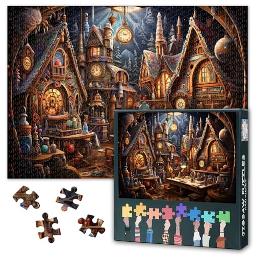 Abstract Studio – 1000 Teile Puzzle für Erwachsene – Mechanische Uhr Einzigartige Schnittteile – Puzzle Stressabbau & Familienspielabend – Fertige Größe 70 x 50 cm von TISHIRON