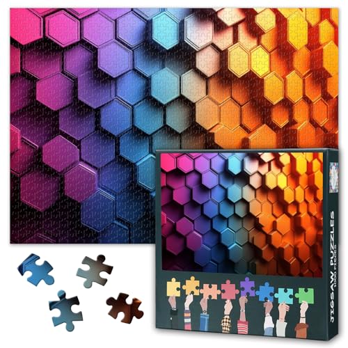 Abstrakt Puzzles 1000 Teile, Puzzle Erwachsene, Helle Farbverläufe mit Sechseckigen Mustern 1000 Teile Puzzles für Erwachsene, 70 x 50cm Puzzle Impossible Geschicklichkeitsspiel für die Ganze Familie Abstrakt Puzzles 1000 Teile, Puzzle Erwachsene, Helle Farbverläufe mit Sechseckigen Mustern 1000 Teile Puzzles für Erwachsene, 70 x 50cm Puzzle Impossible Geschicklichkeitsspiel für die Ganze Familie von TISHIRON
