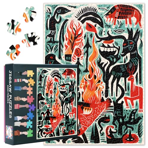 Abstraktion Puzzles für Erwachsene 1000 Stück, Stammeskunst der indischen Kultur 1000 Stück Jigsaw Puzzle, schwierige unmögliche Herausforderungen, 50x70 cm von TISHIRON