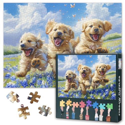 Adorable Animals 1000 Stück Puzzle für Erwachsene: Hund LIEF unter den Blumen Jigsaw Puzzles - Puzzles für Erwachsene 1000 Stück mit langlebigen Stücke Familie Bindung & Stressabbau 70 * 50cm von TISHIRON
