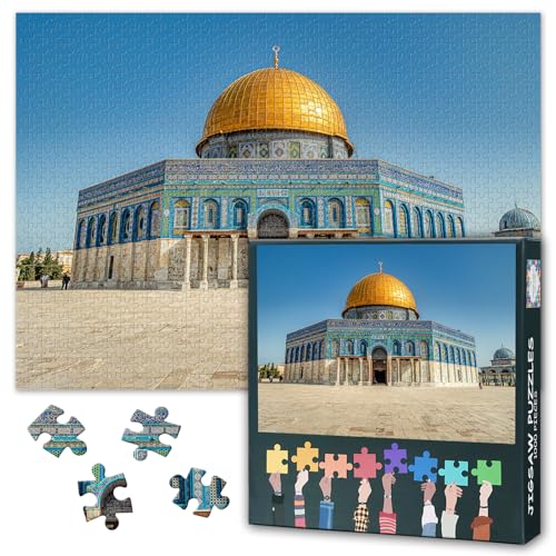 Al-Aqsa-Moschee Erwachsenen-Puzzle 1000 Blöcke, Jerusalem-Israel-Puzzle, Rockdome Erwachsenen-Puzzle Erwachsenen, Puzzle-Spiele oder Spielzeug für ältere Freunde 50x70cm von TISHIRON
