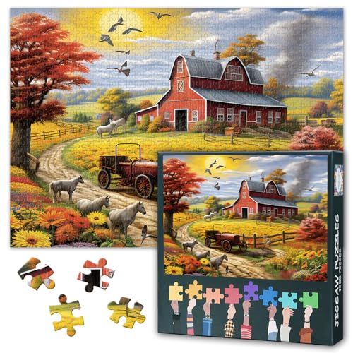 Amerikanische Farm Puzzle Erwachsene, 1000 Teile Puzzles für Erwachsene Ruhige ländliche Sonnenuntergänge mit einem Bauernhof, 70 x 50cm Puzzle Impossible Geschicklichkeitsspiel für die Ganze Familie Amerikanische Farm Puzzle Erwachsene, 1000 Teile Puzzles für Erwachsene Ruhige ländliche Sonnenuntergänge mit einem Bauernhof, 70 x 50cm Puzzle Impossible Geschicklichkeitsspiel für die Ganze Familie von TISHIRON