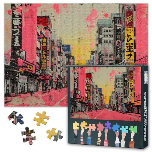 Asiatische Stadtlandschaft Puzzles für Erwachsene 1000 Karten, Figuren Straßengraffiti-Puzzle, Erwachsene Puzzles für Erwachsene Puzzles, Puzzle-Spiele oder Spielzeug für ältere Freunde 50x70cm von TISHIRON