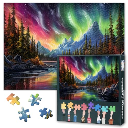 Aurora Puzzles für Erwachsene 1000 Stück - Natürliches Schönes Licht | Premium Puzzles 1000 Stück für Entspannung & Home Decor 27.5" x 19.6" von TISHIRON