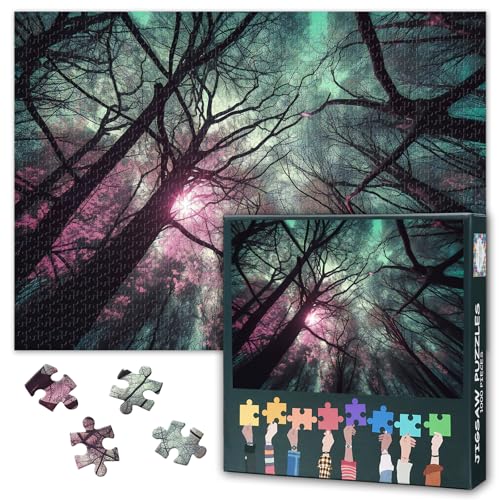 Aurora Wald Jigsaw Puzzles 1000 Stücke für Erwachsene Wald in der Nacht Puzzles Home Wanddekoration Herausforderndes Puzzle Geeignet für Spielnächte Fertiggestellt Größe: 70x50cm Aurora Wald Jigsaw Puzzles 1000 Stücke für Erwachsene Wald in der Nacht Puzzles Home Wanddekoration Herausforderndes Puzzle Geeignet für Spielnächte Fertiggestellt Größe: 70x50cm von TISHIRON