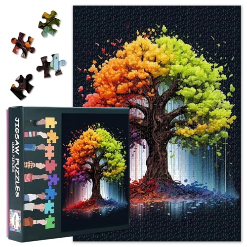 Baum des Lebens Puzzle 1000 Teile für Erwachsene - Farbenfrohe Baumkunst, Herausforderndes Premium Puzzle 50x70 cm von TISHIRON